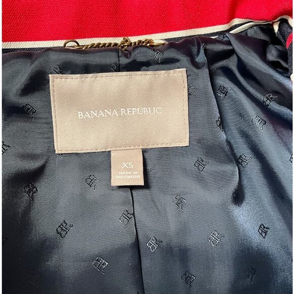 Banana Republic Red & Navy Striped Half Trench Coat Size XS (NWOT) Preppy Lux - Picture 11 of 12